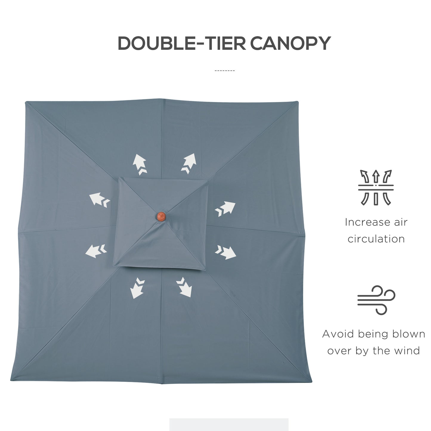 3 x 3 metre Patio Parasol Garden Umbrellas Sunshade Outdoor Wooden