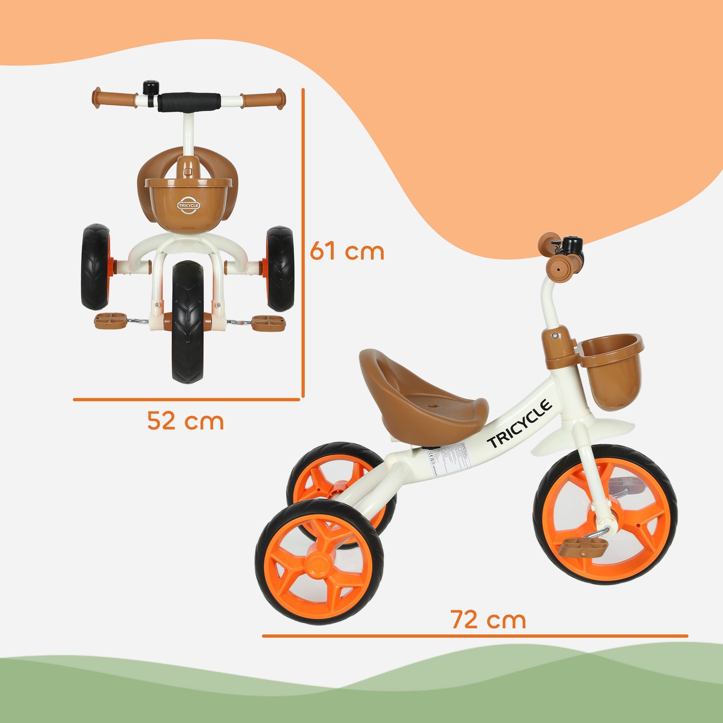 Kids Trike, Toddler Tricycle with Front Basket and EVA Wheels