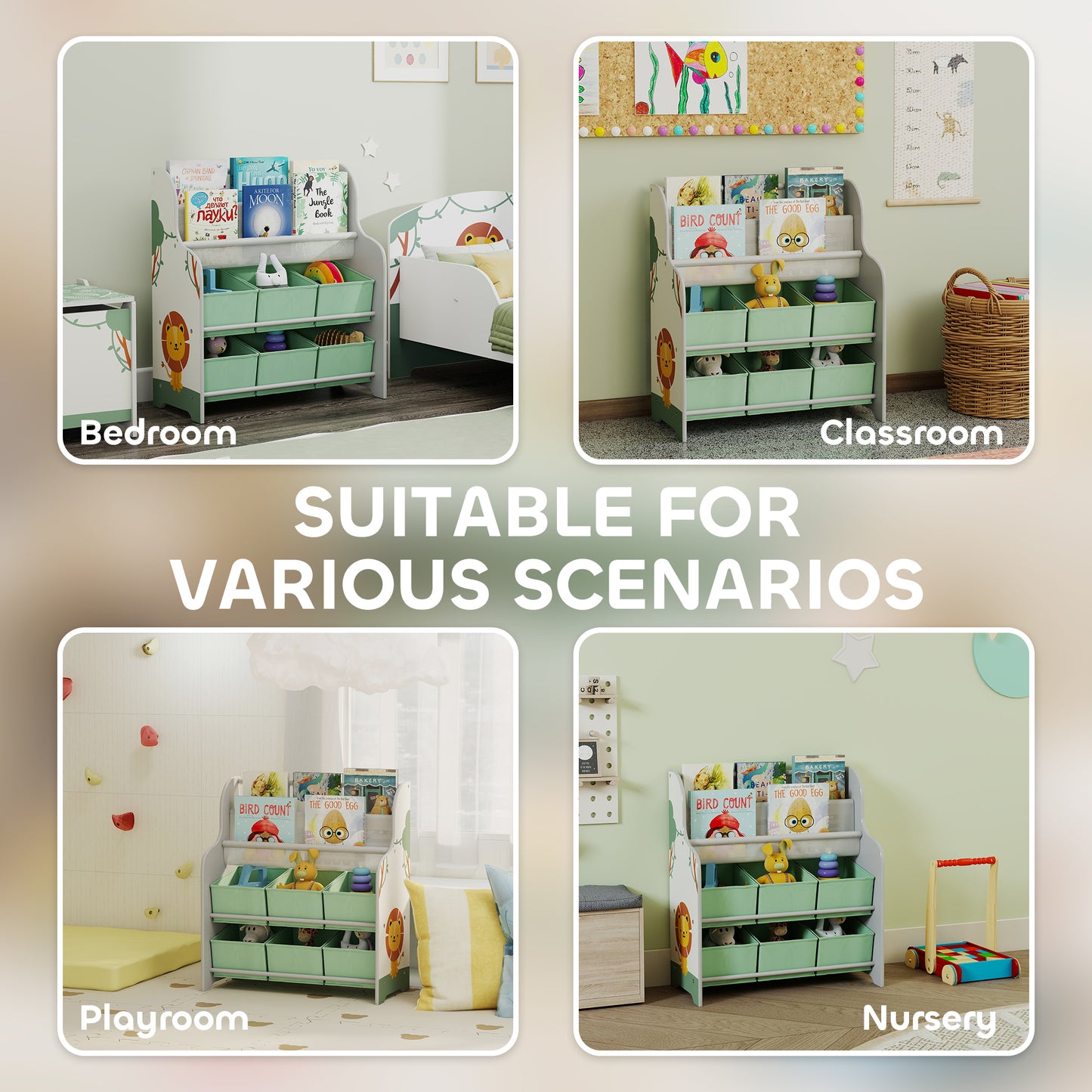 Kids Storage Unit, Toy Organiser with 6 Fabric Drawers