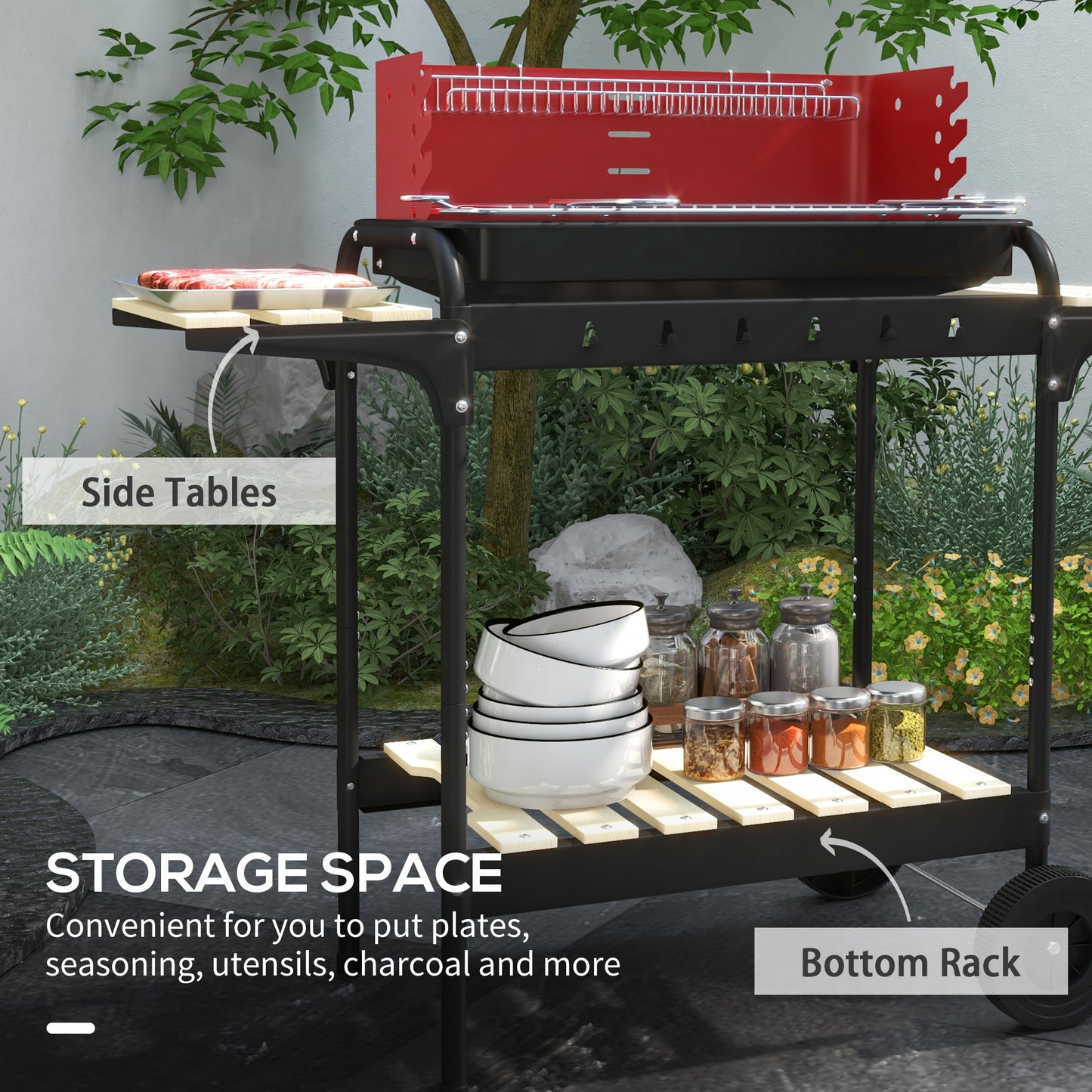 Charcoal BBQ, with Five Position Grill Grate
