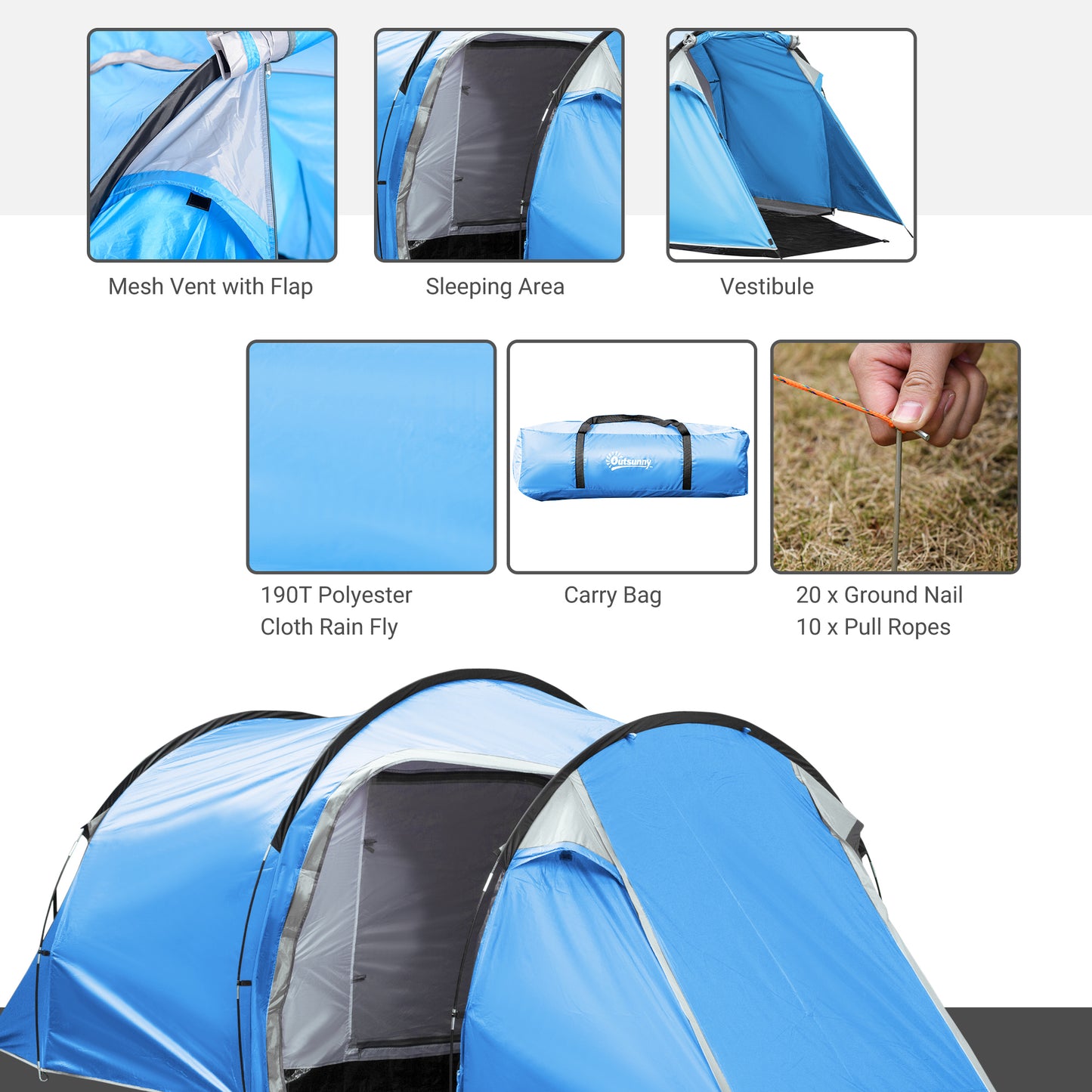 2-3 Man Tunnel Tent with Vestibule