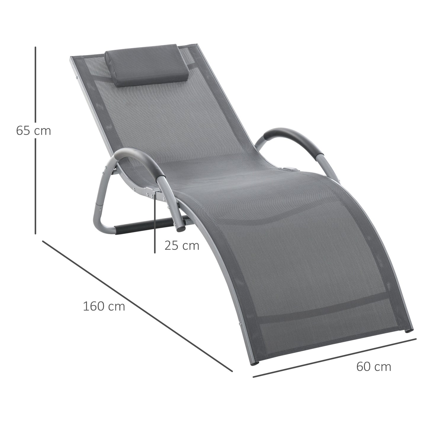 Sun Lounger Reclining Chair Portable Armchair with Pillow