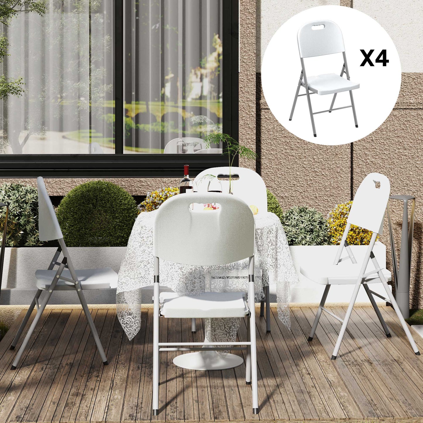 Set of Four Foldable Outdoor Chairs