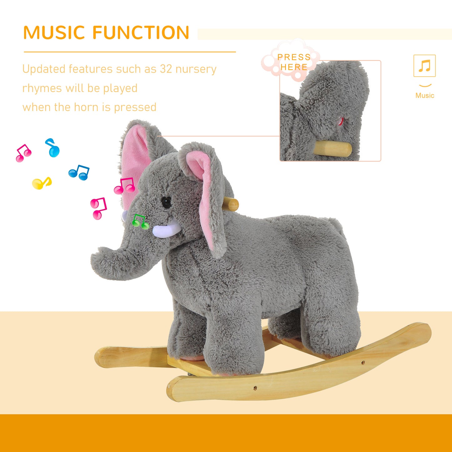 Kids Children Rocking Horse Plush Ride on Animal Wooden Riding