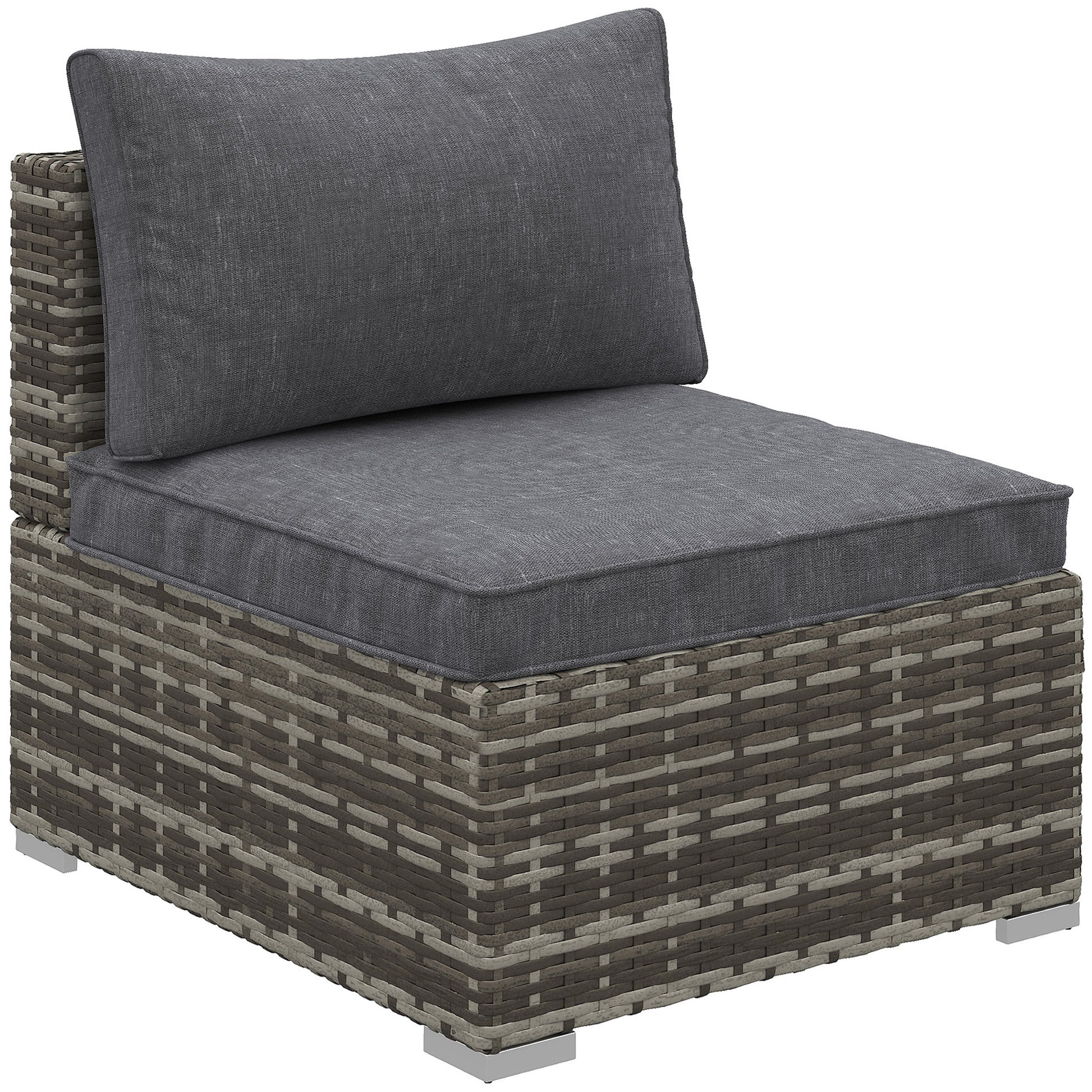 Armless Rattan Garden Chair, Outdoor Rattan Chair with Cushions