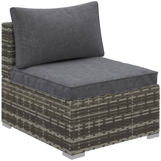 Armless Rattan Garden Chair, Outdoor Rattan Chair with Cushions