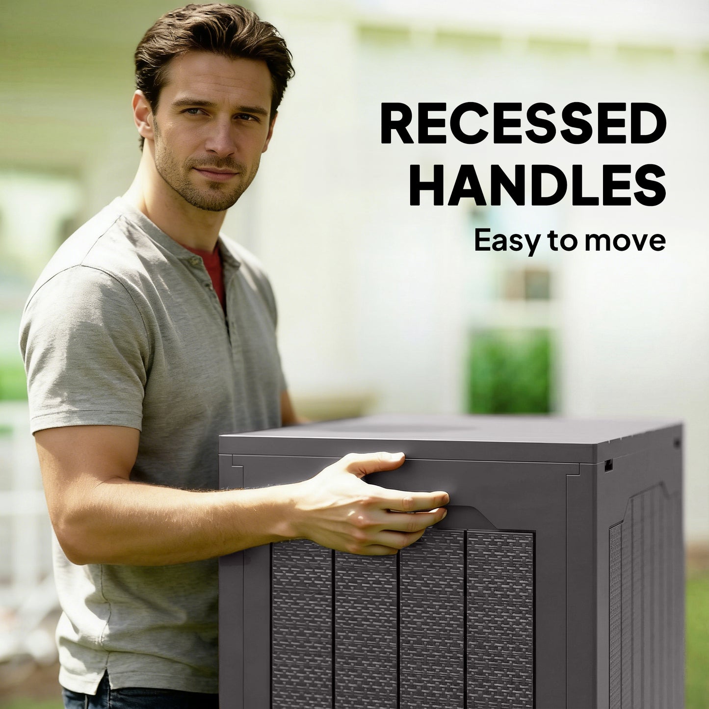 93L Plastic Garden Storage Box, Outdoor Storage Box with Handles