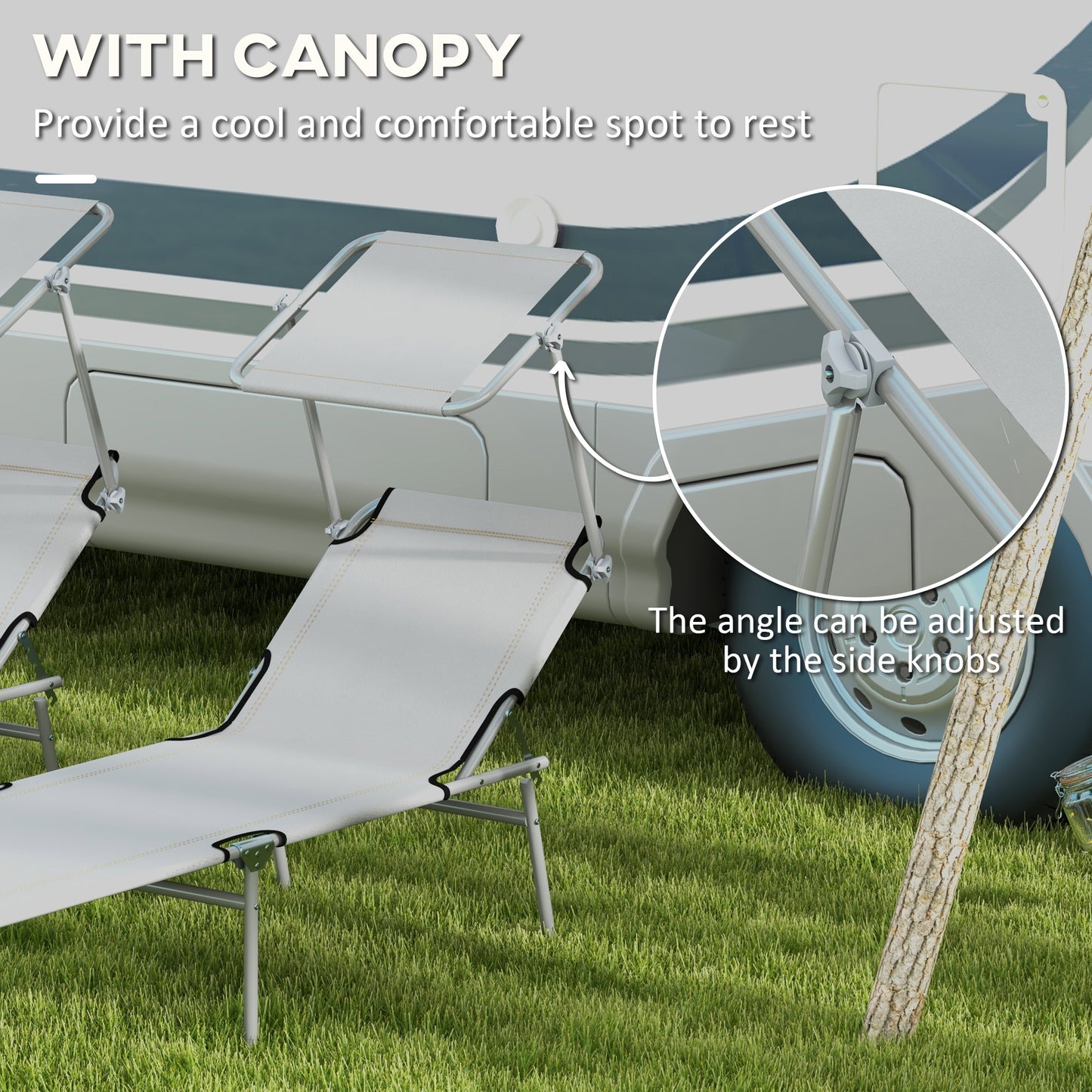 Folding Sun Lounger with Canopy