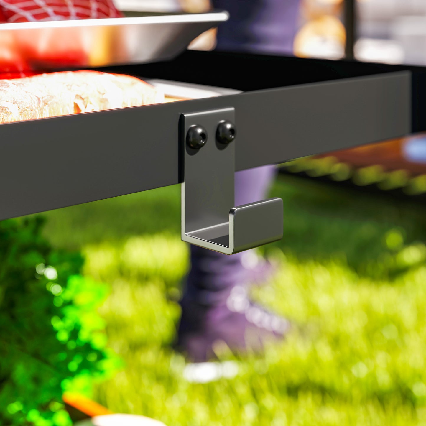 Outdoor Grill Dining Cart 3-Shelf Movable Pizza Oven Table Stand