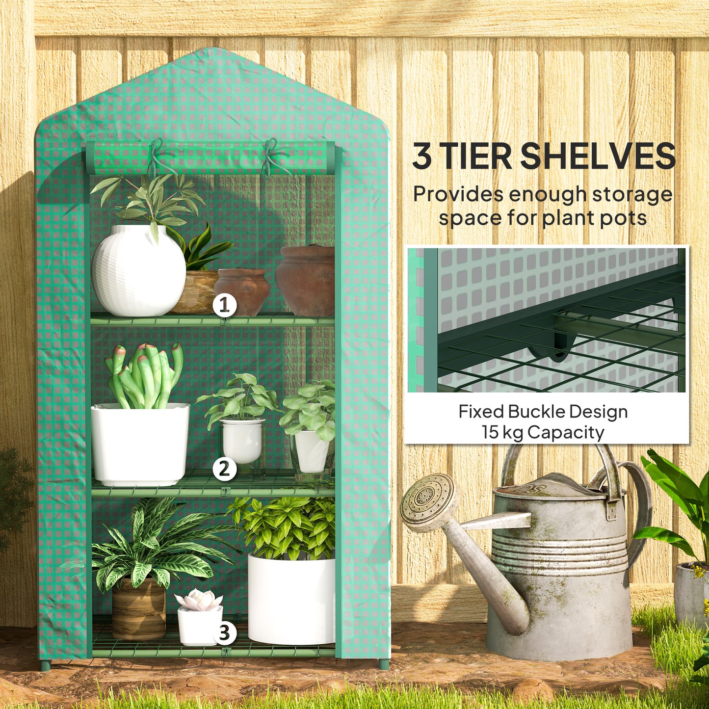 3 Tier Mini Greenhouse Portable Garden Grow House with Roll Up Door (1)