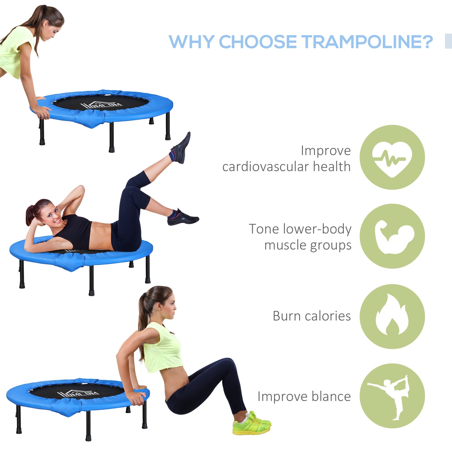 40" Mini Fitness Trampoline Home Gym Yoga Exercise Rebounder Indoor