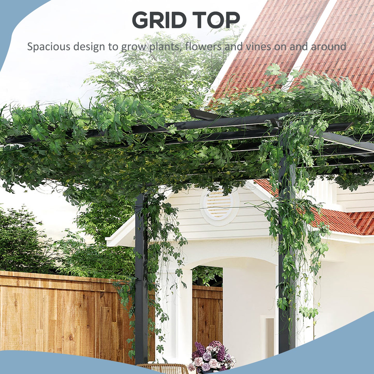 3 x 3 Meter Metal Pergola Garden Gazebo Grape Trellis