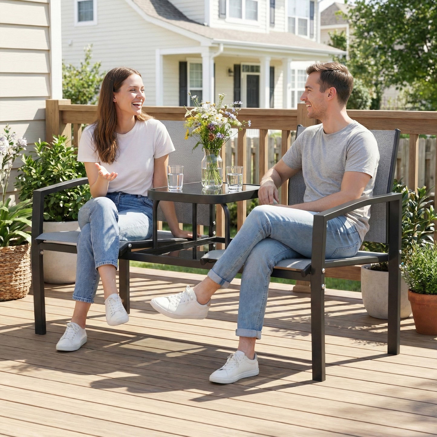 Garden Love Seat, 2 Seater Jack and Jill Loveseat Companion Seat