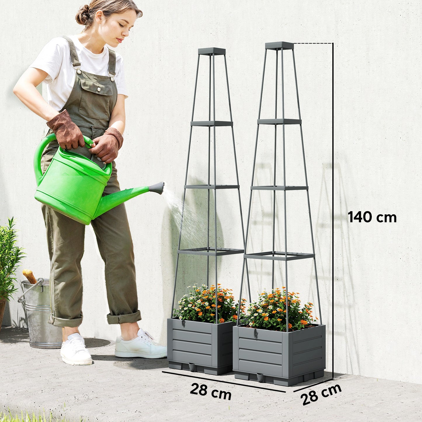 2 Pack Raised Garden Bed with Trellis