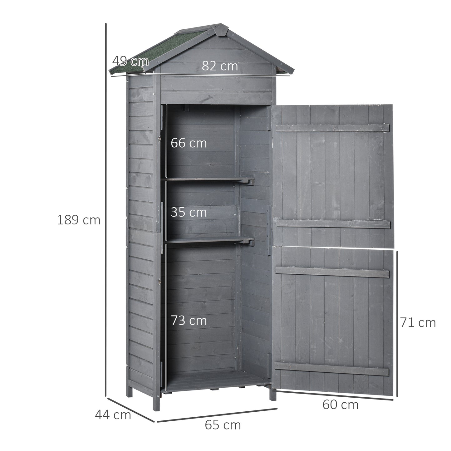 Wooden Garden Storage Shed Utility Gardener Cabinet w/ 3 Shelves
