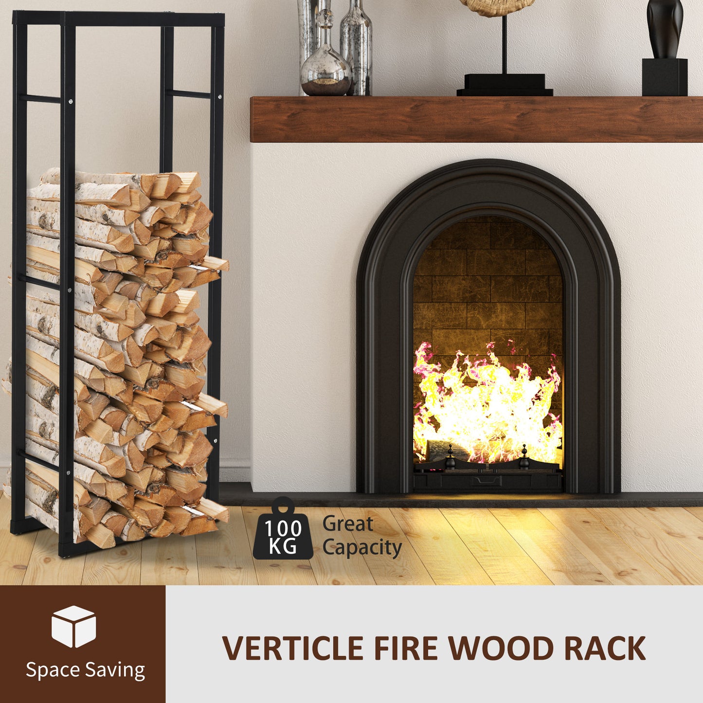 Metal Firewood Log Holder Tall Firewood Rack Indoor Outdoor (3)