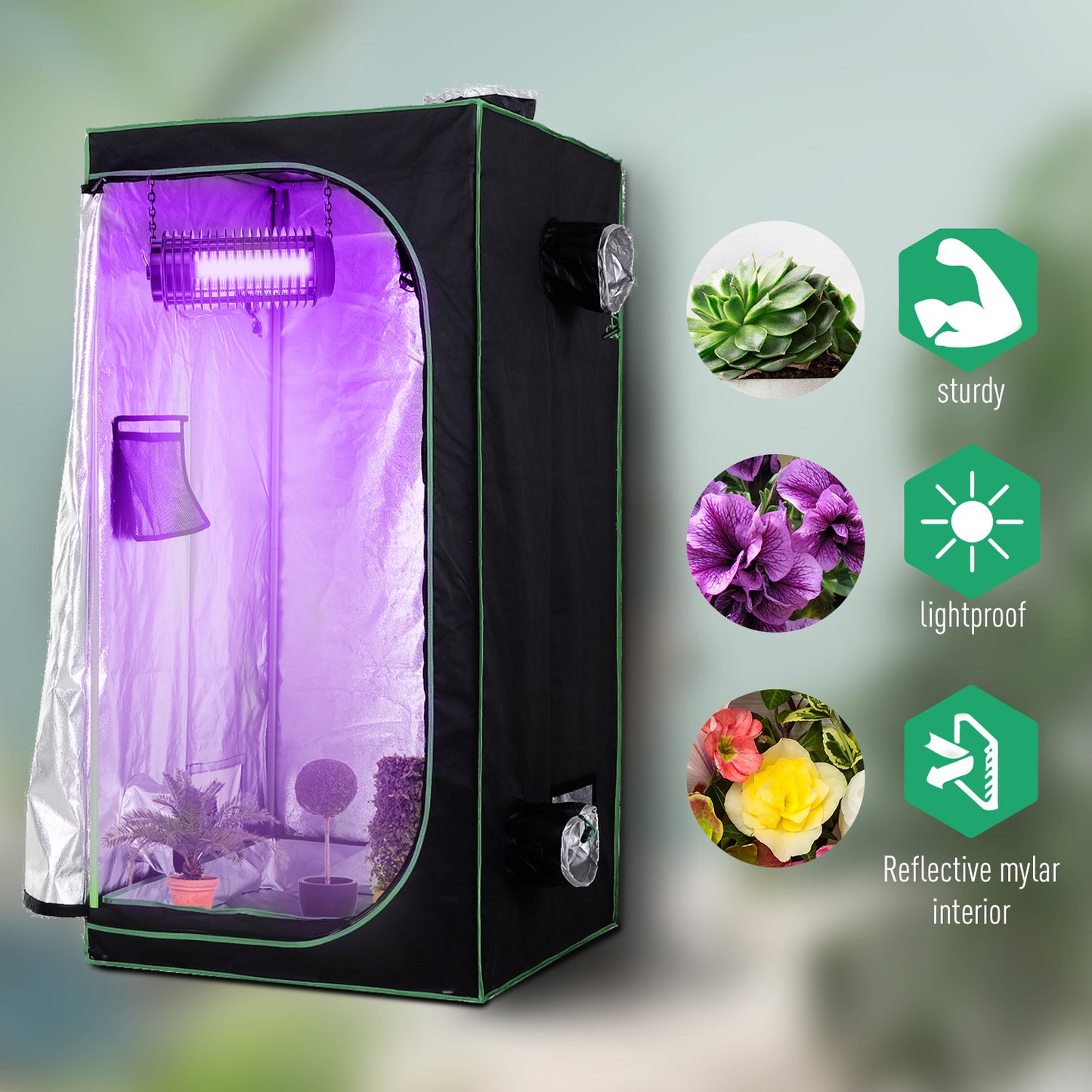 Grow Tent Reflective Mylar Hydroponic with Adjustable Vents (2)