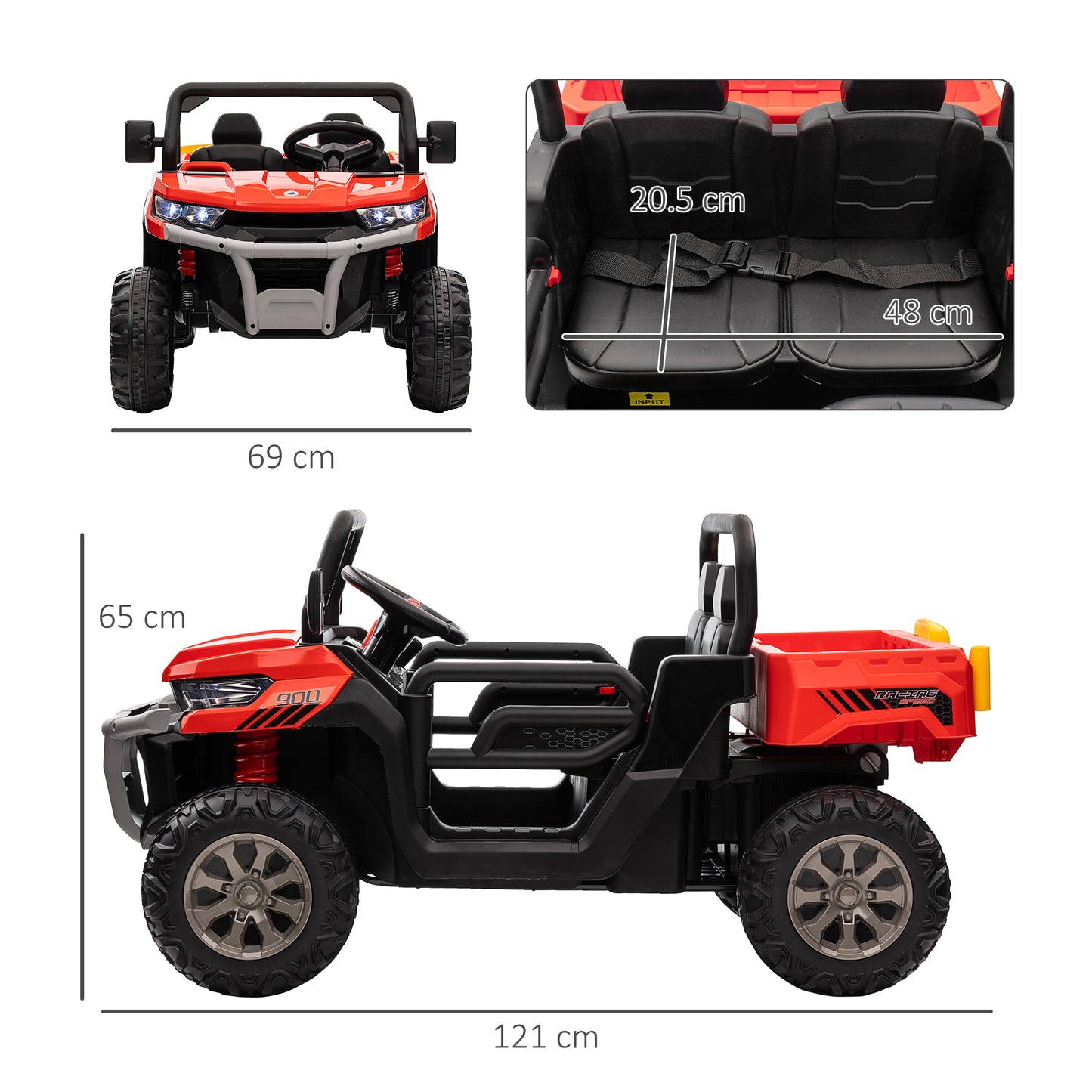 12V 2 Seater Kids Electric Ride-On Car with Electric Bucket