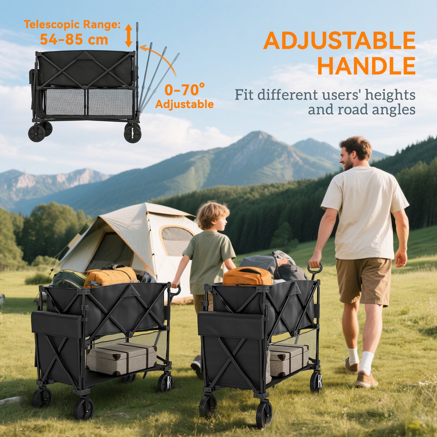 Double Decker Folding Festival Trolley on Wheels