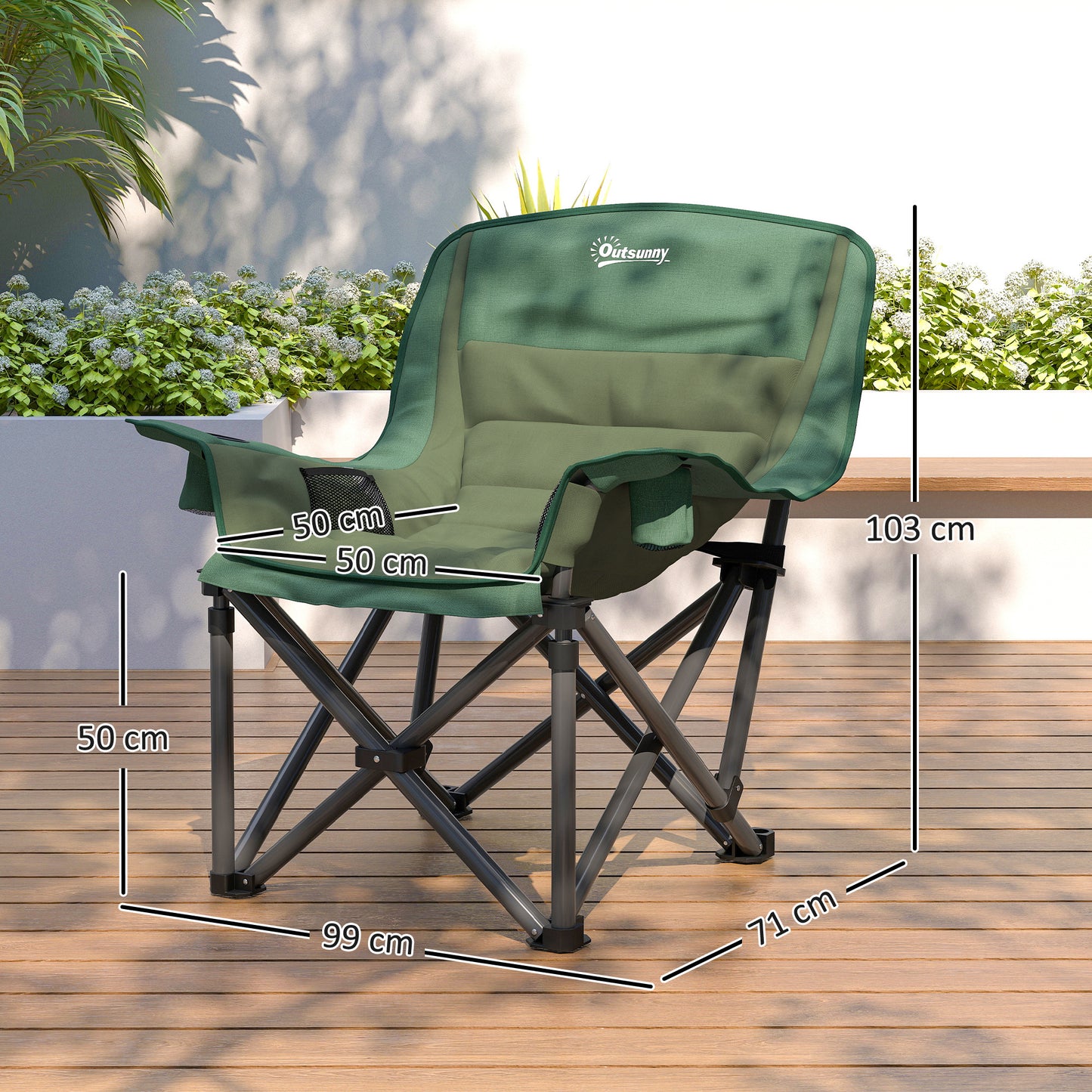 Portable Padded Camping Chair, with Bag - Olive