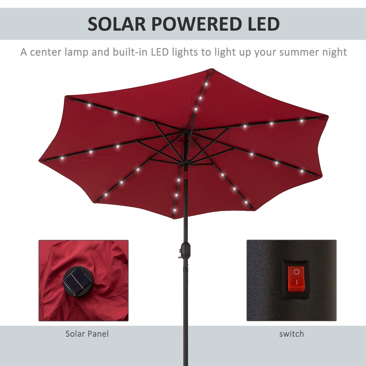 2.7m Patio Garden Umbrella Outdoor Parasol with Tilt Crank