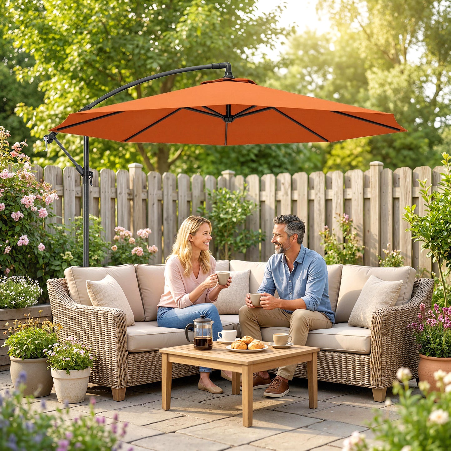 3 m Cantilever Parasol with Cross Base