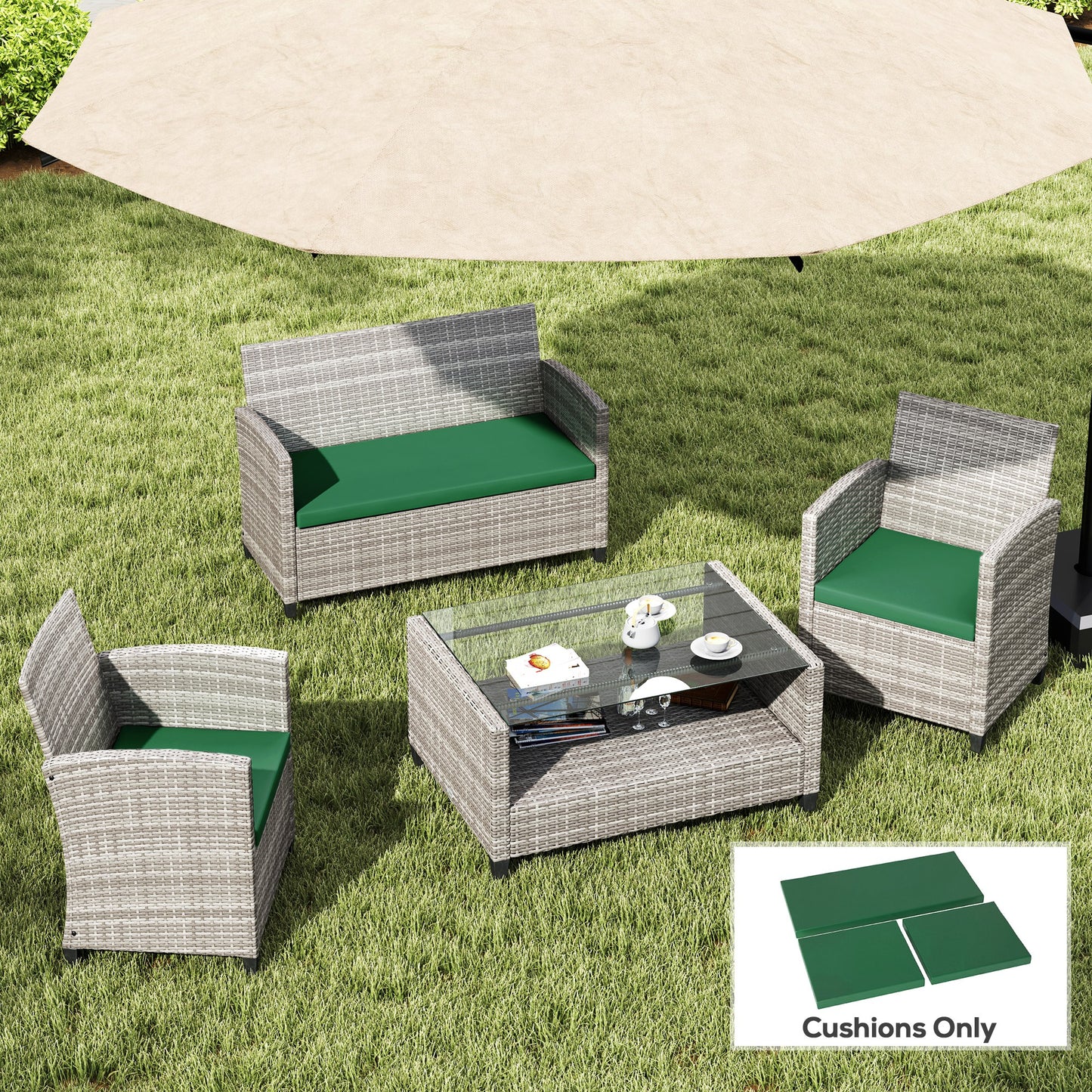Outdoor Seat Cushion Pads for Rattan Furniture
