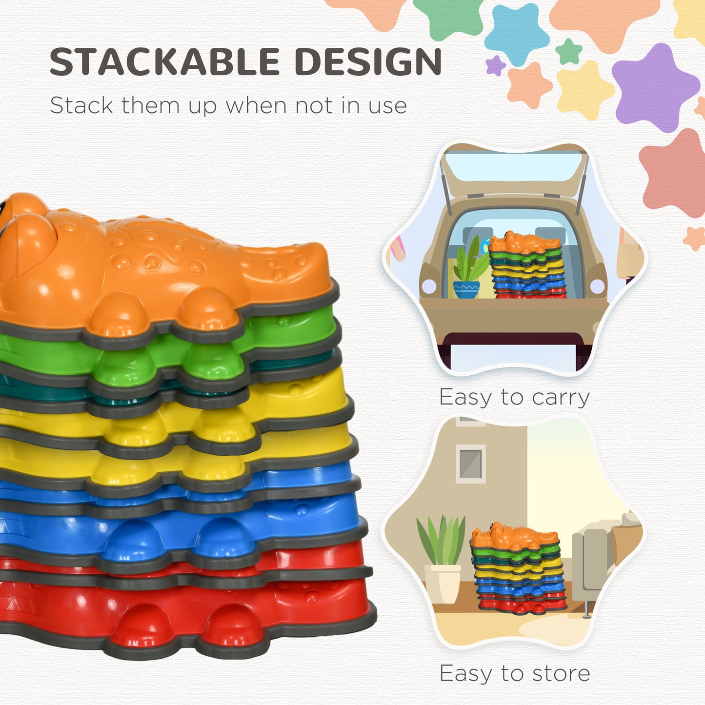 9PCs Kids Stepping Stones, Crocodile-Designed Sensory Toys