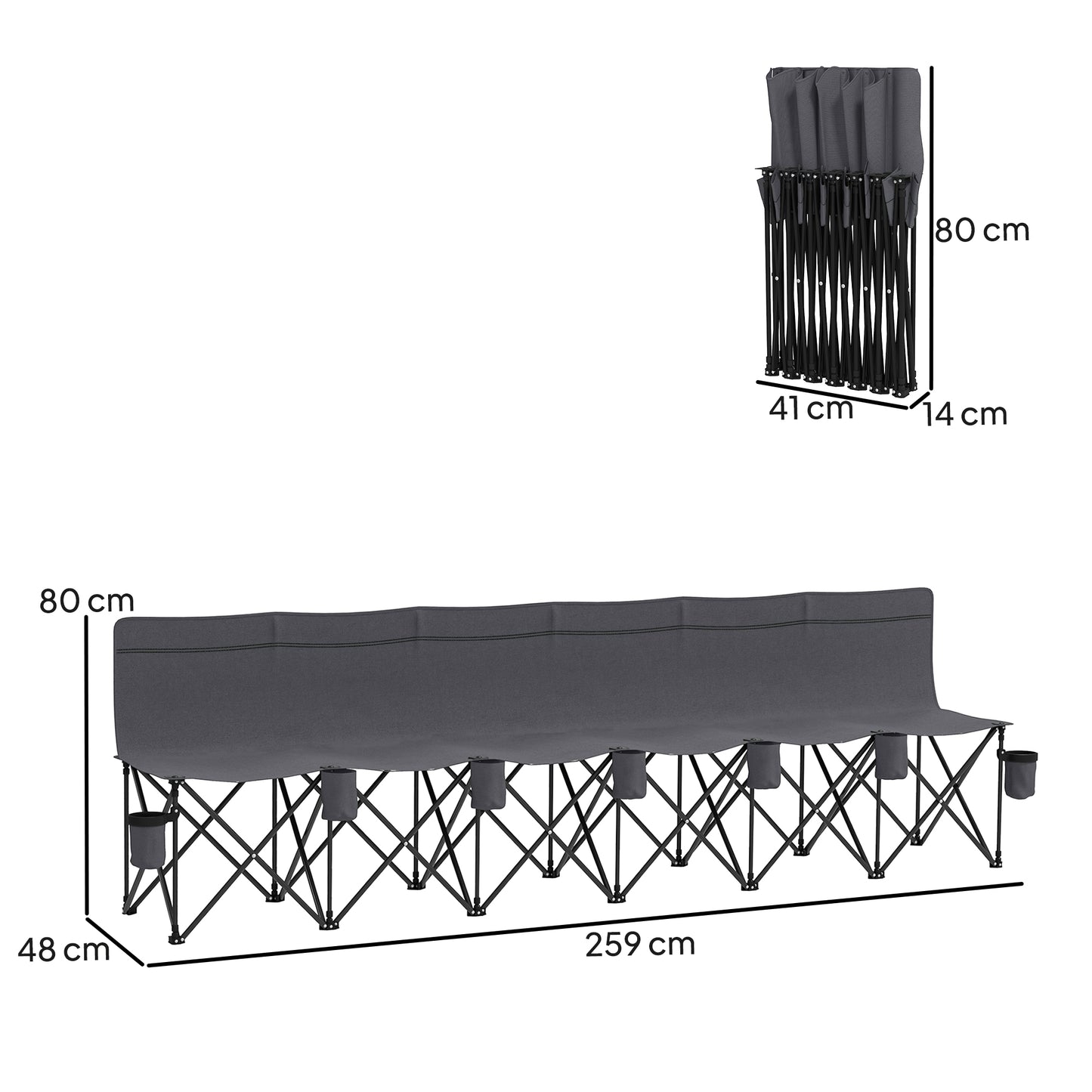 6 Seater Folding Camping Chair with Cup Holder & Carry Bag