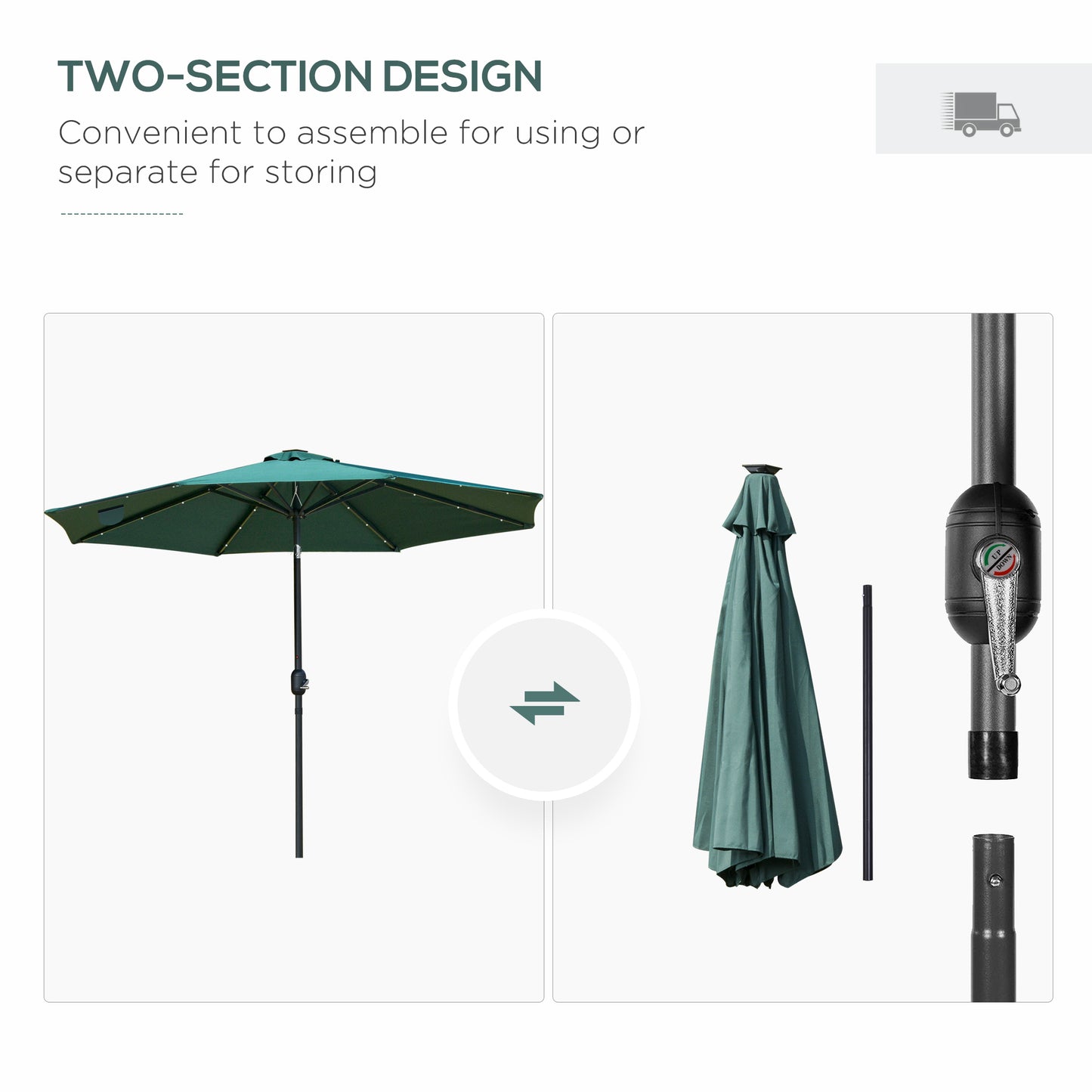 2.7m Patio Garden Umbrella Outdoor Parasol with Tilt Crank (2)