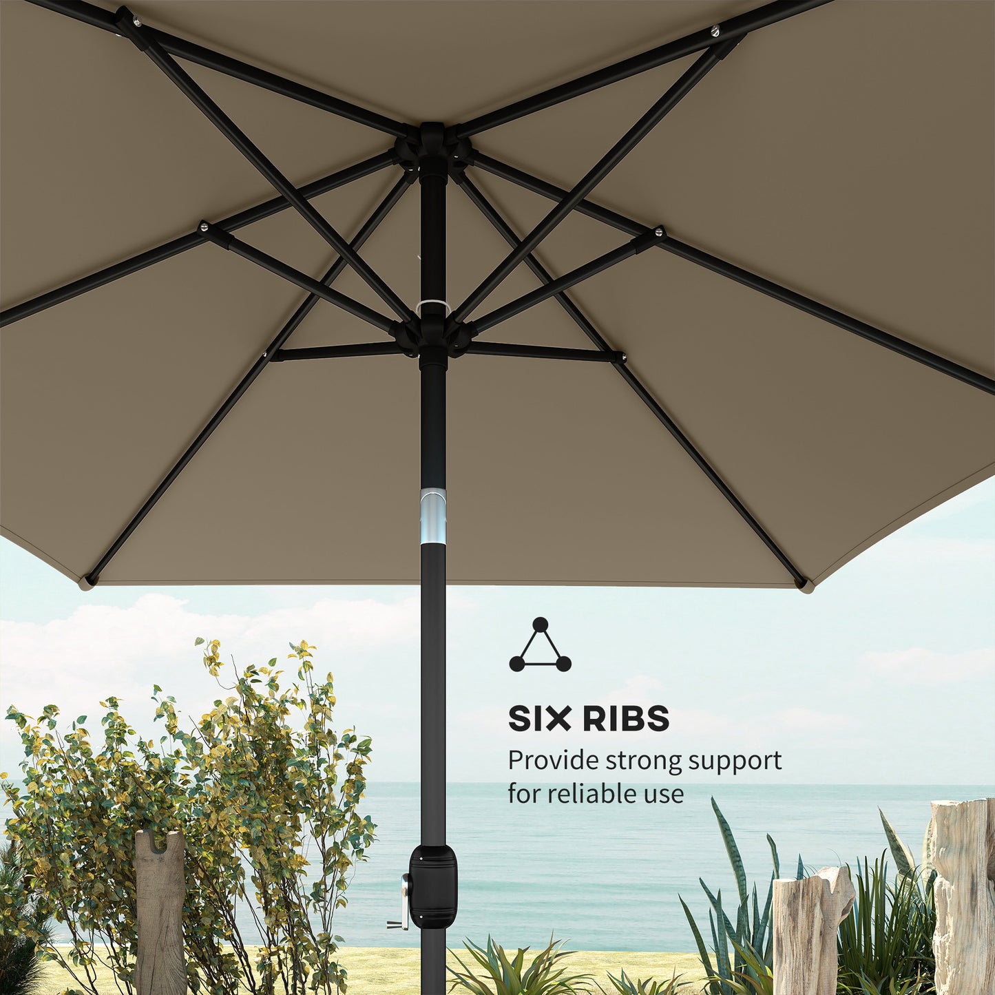Garden Parasol, Parasol Umbrella with Crank Handle, Tilt Function