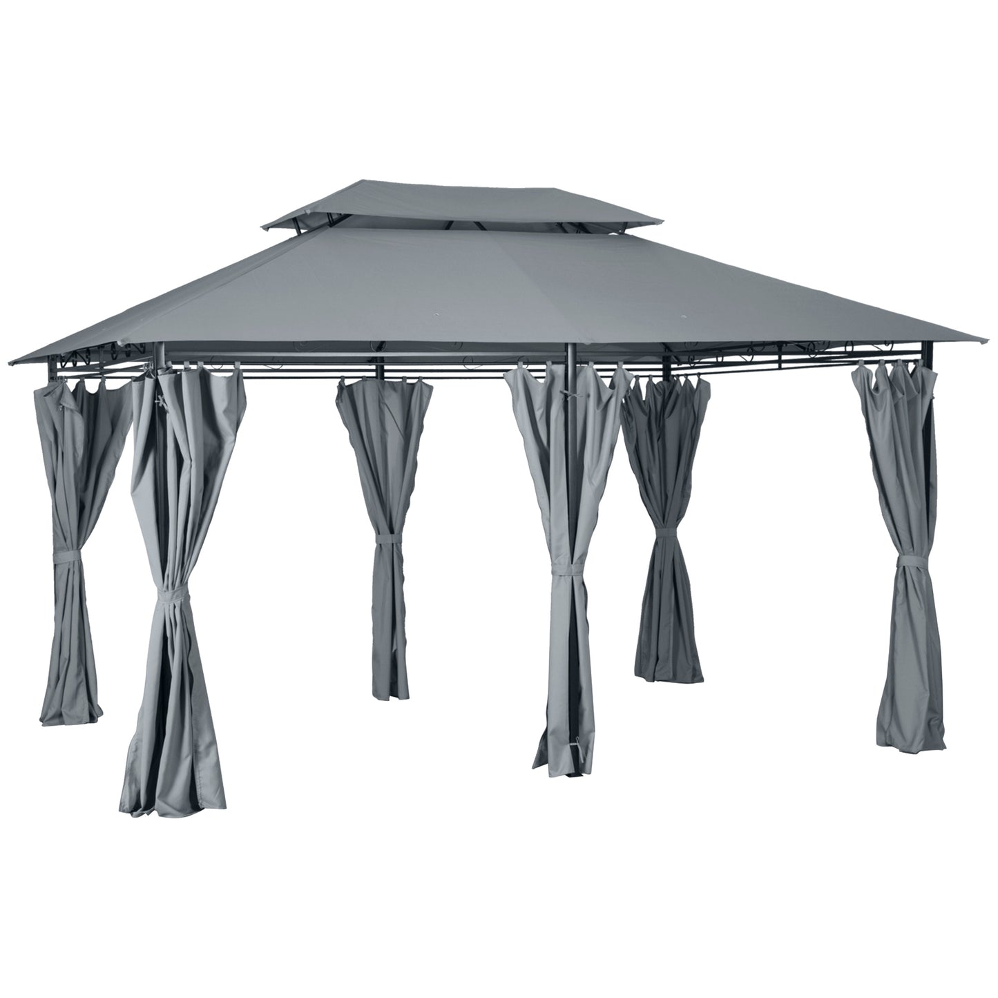 4m x 3(m)Garden Gazebo, Double Roof Outdoor Gazebo Canopy Shelter