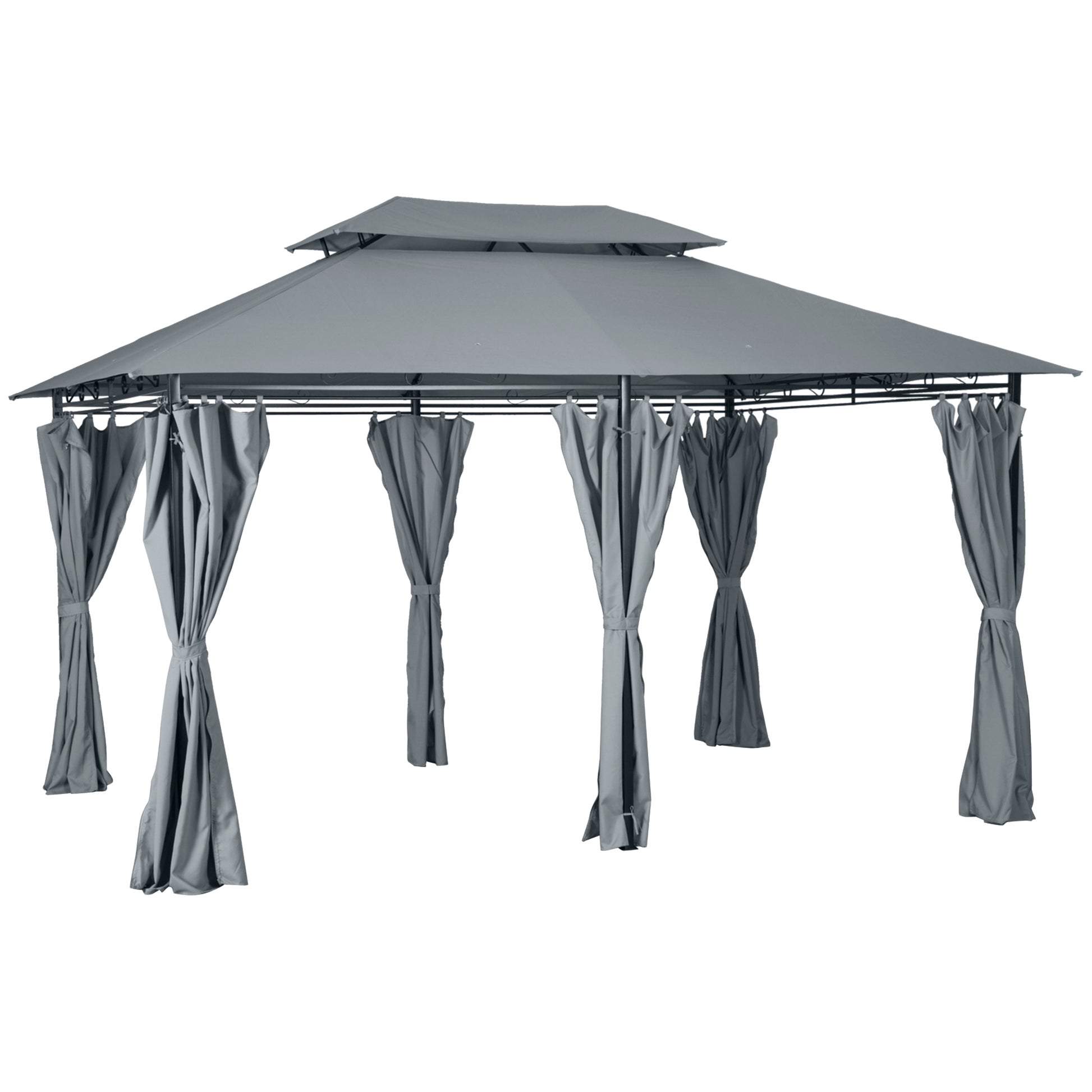 4m x 3(m)Garden Gazebo, Double Roof Outdoor Gazebo Canopy Shelter