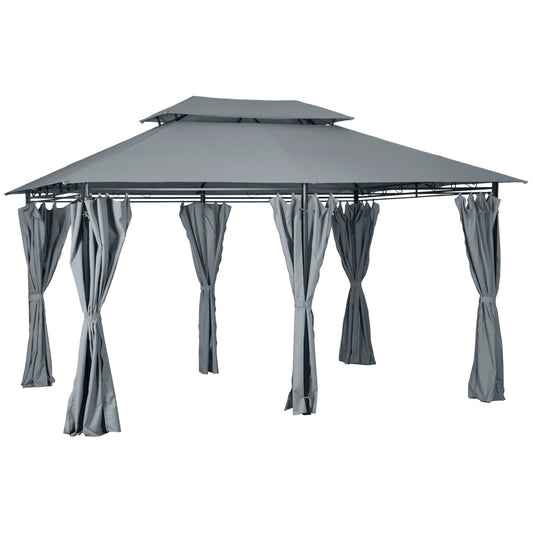 4m x 3(m)Garden Gazebo, Double Roof Outdoor Gazebo Canopy Shelter