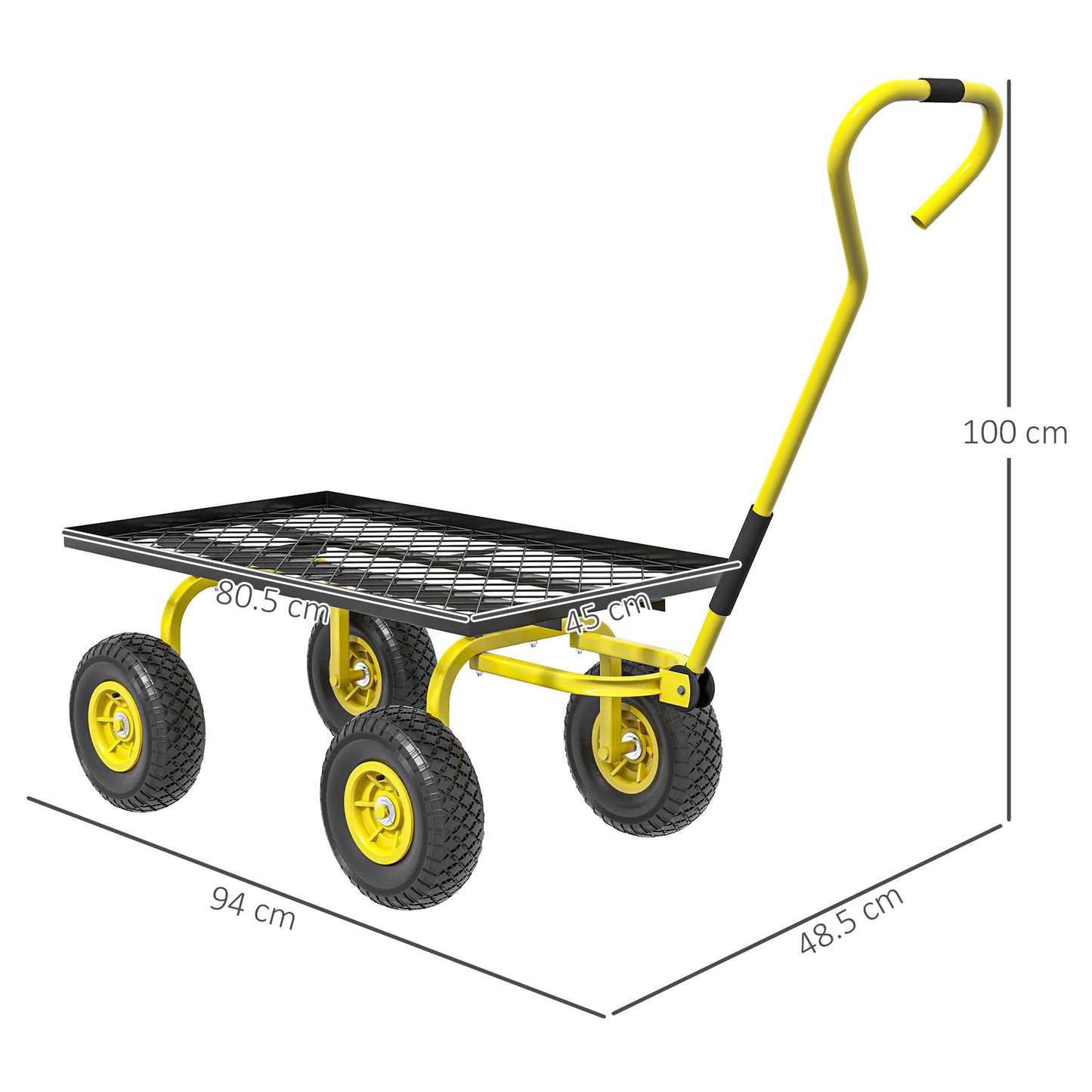 Garden Trolley Cart, Heavy Duty Garden Cart with Metal Frame