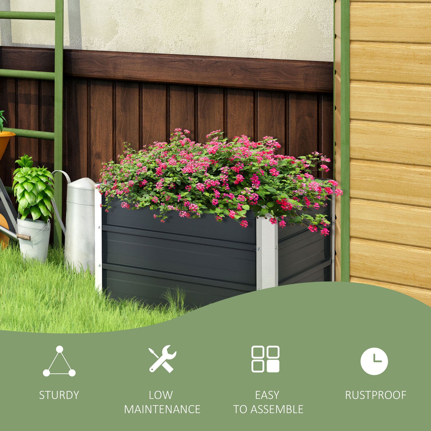 108L Raised Garden Bed, Galvanized Steel Elevated Planter Box w/
