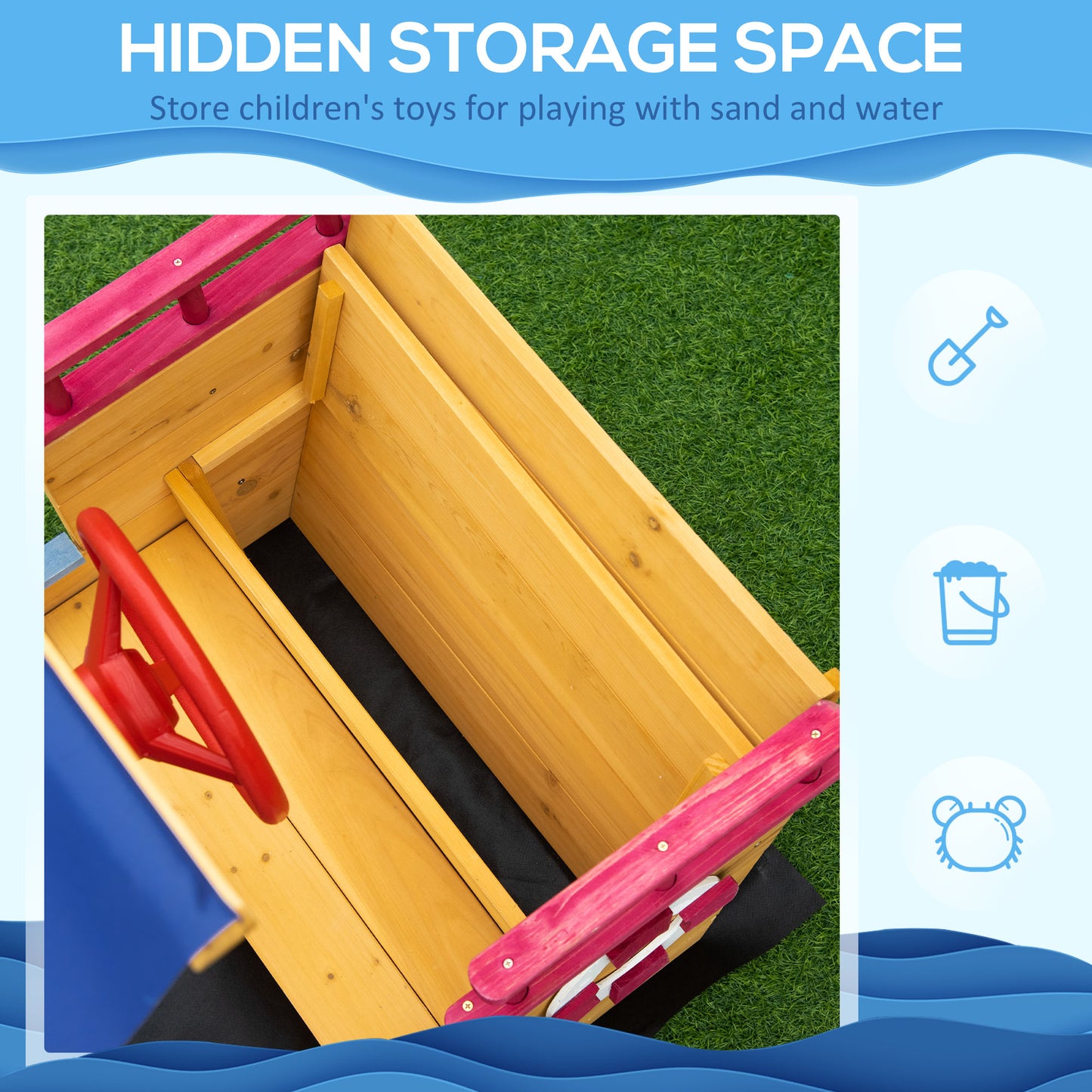 Sand Pit, Kids Wooden Sandbox Pirate Ship