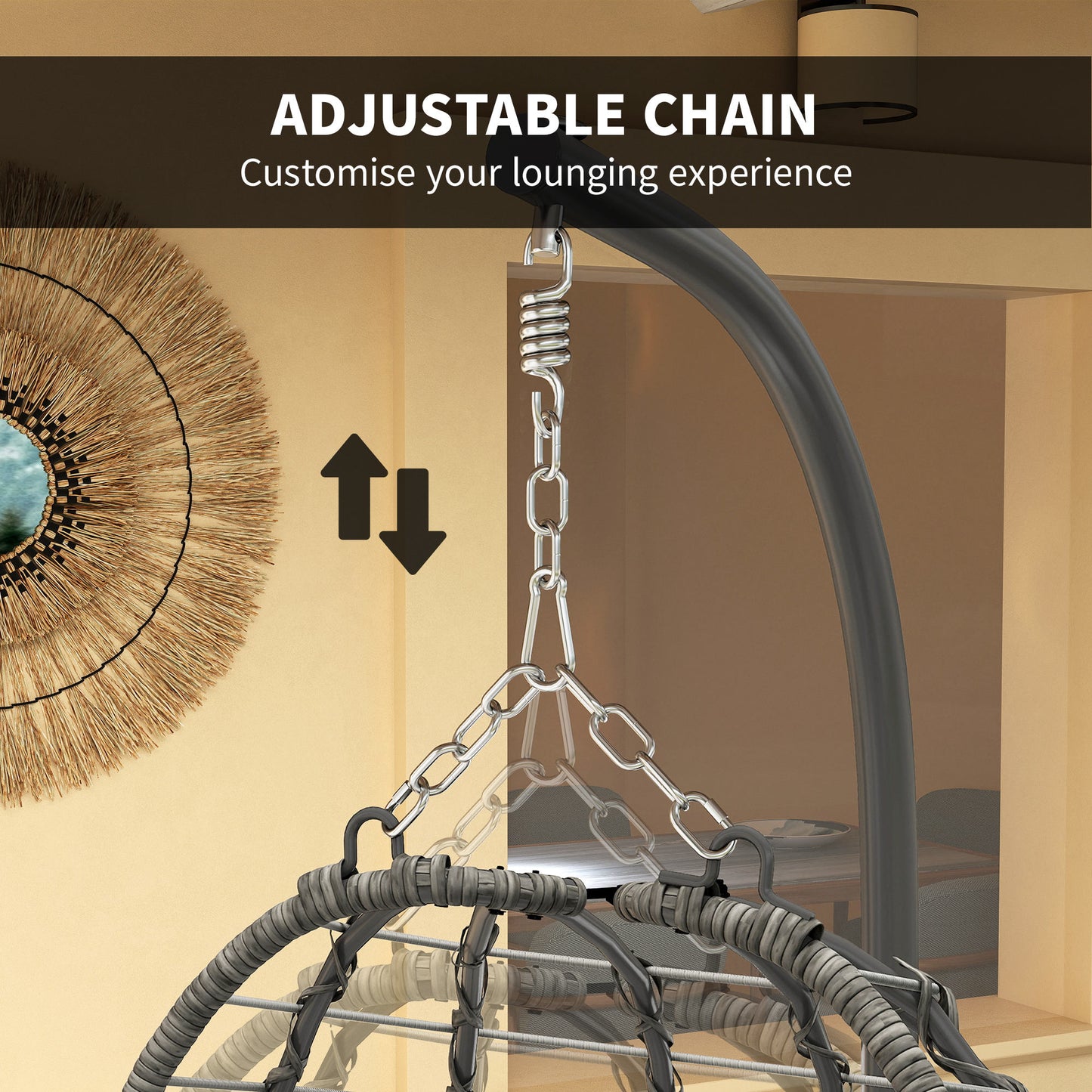 Rattan Hanging Egg Chair, Foldable Wicker Hammock Swing Chair