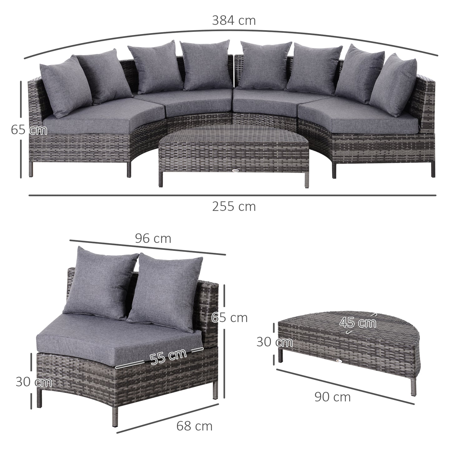 5 Pieces Rattan Garden Furniture Set