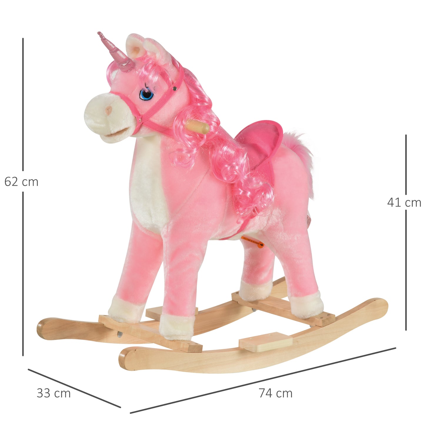 Kids Plush Rocking Horse Ride On Unicorn w/ Sound Moving Mouth