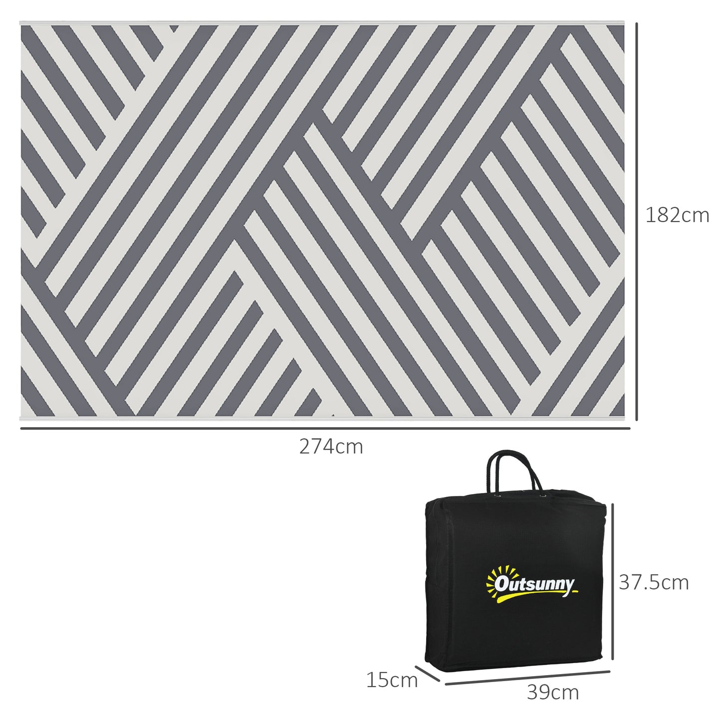 Plastic Straw Reversible RV Outdoor Rug with Carry Bag, 182 x 274cm (1)