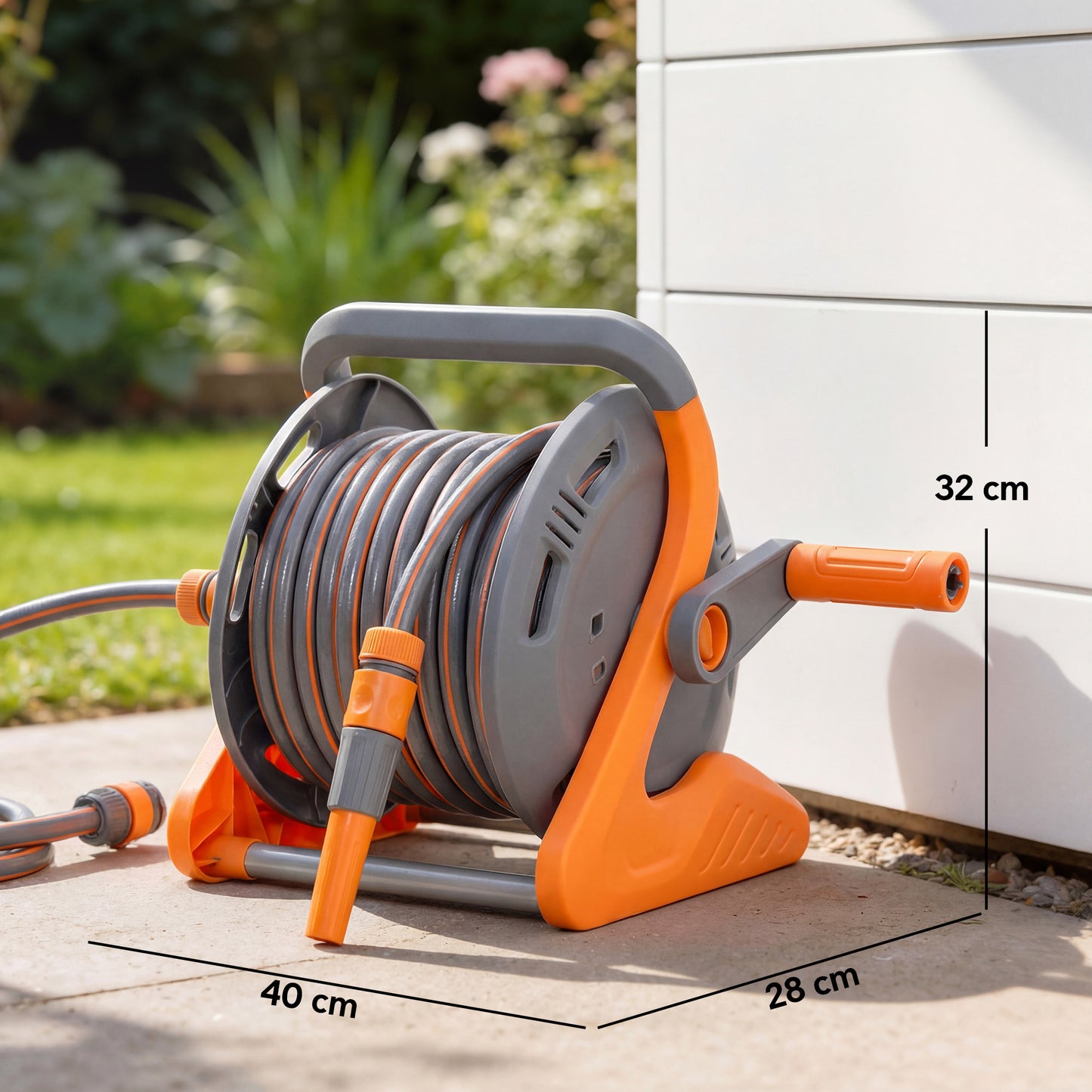 Portable Garden Hose Reel, 20+2 m Wall Mounted Hose Reel