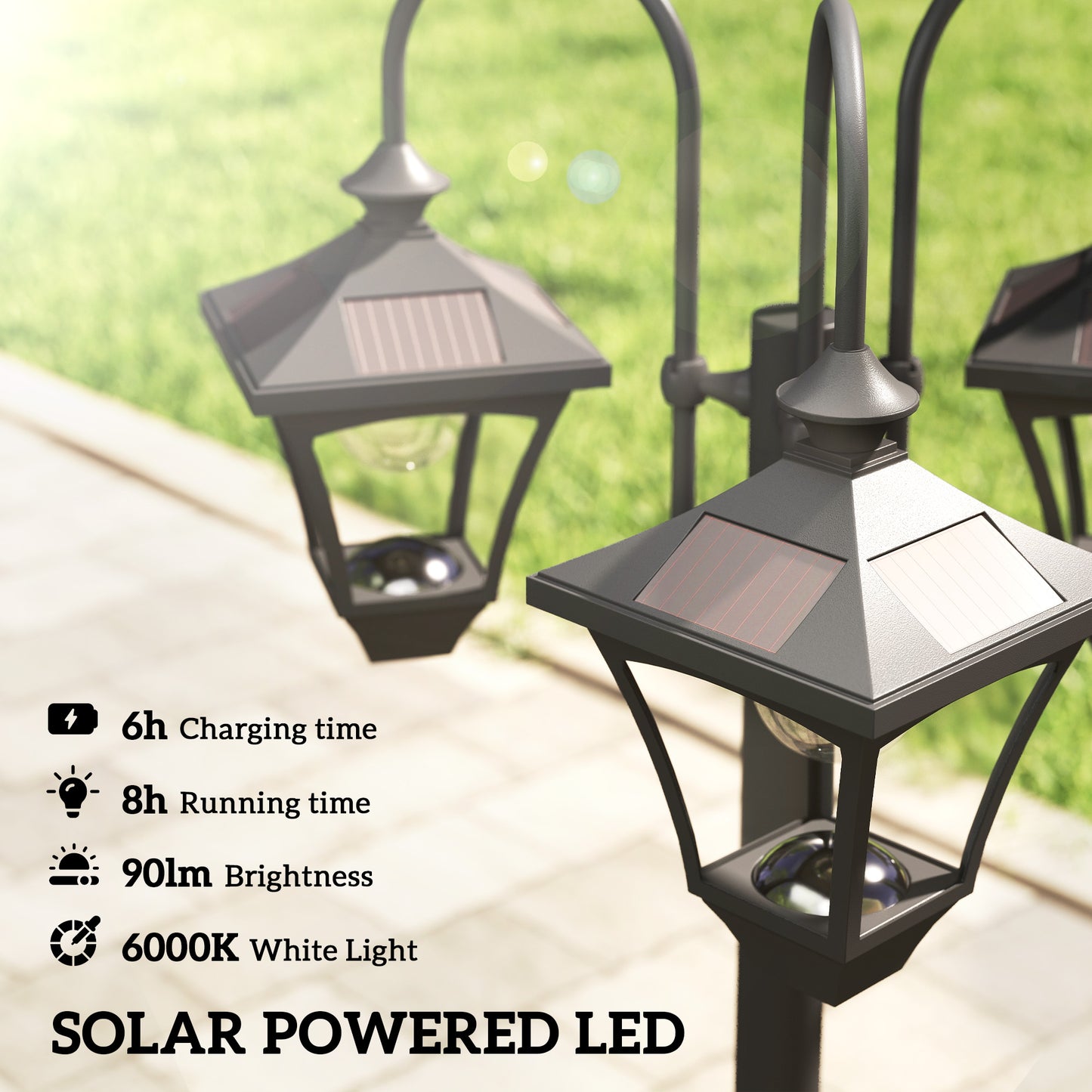 Solar Lamp Post with Dusk-to-Dawn Sensor Street Light
