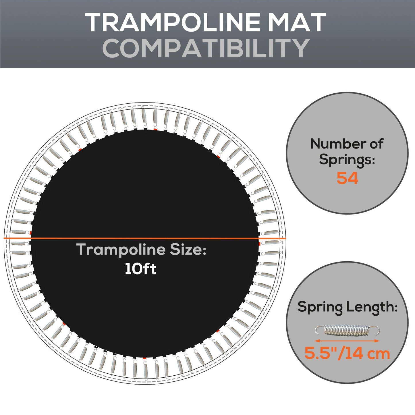 Trampoline Replacement Mat with Spring Pull Tool, 54 V-Hooks