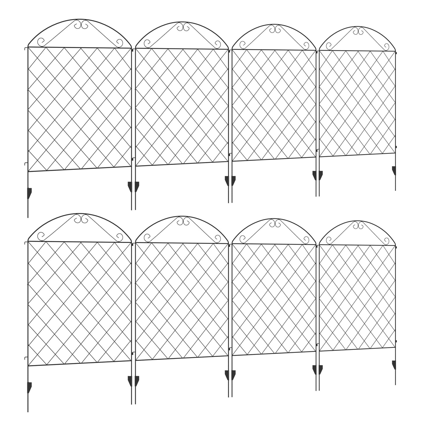 Decorative Garden Fencing, 43in x 23ft Outdoor Picket Fence Panels