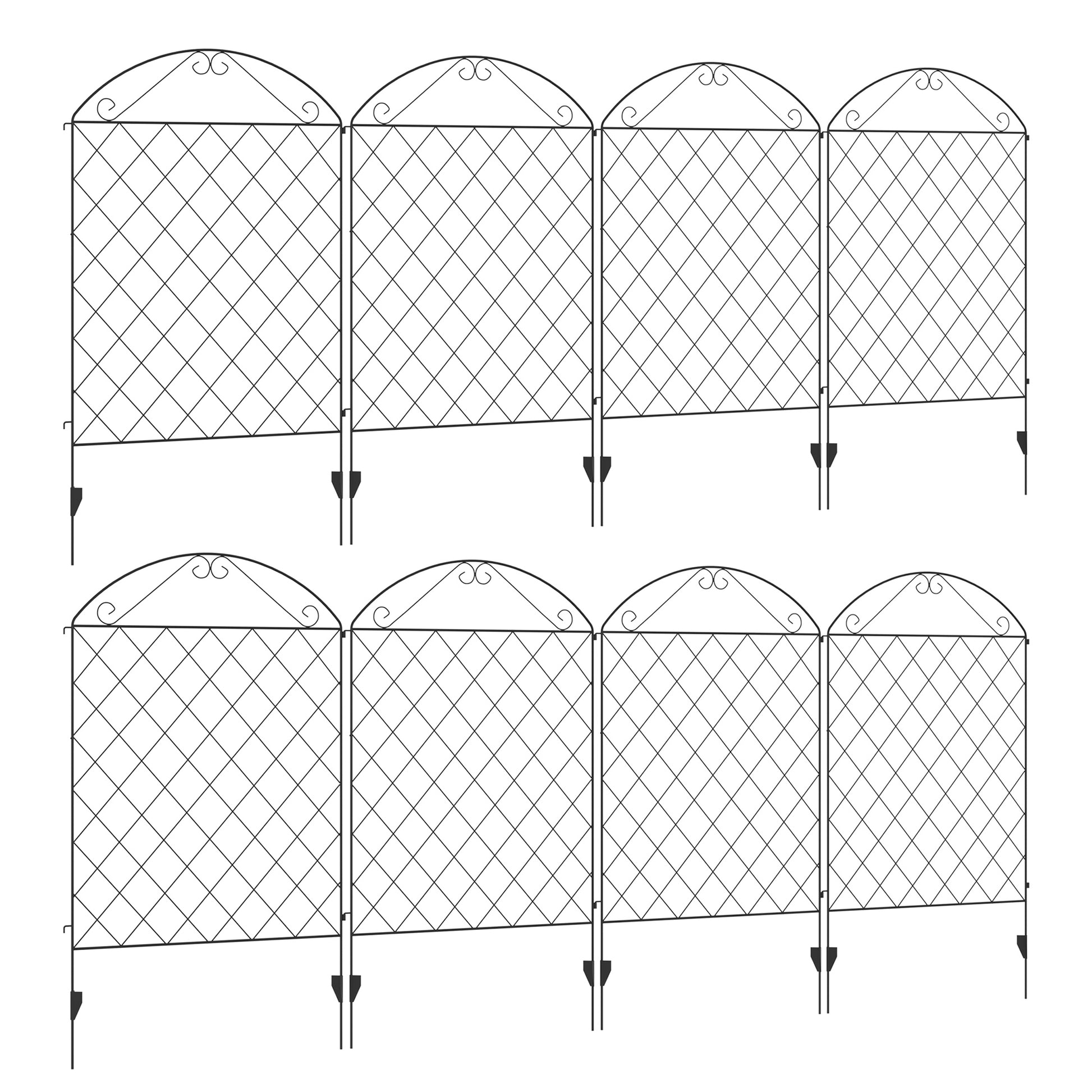 Decorative Garden Fencing, 43in x 23ft Outdoor Picket Fence Panels