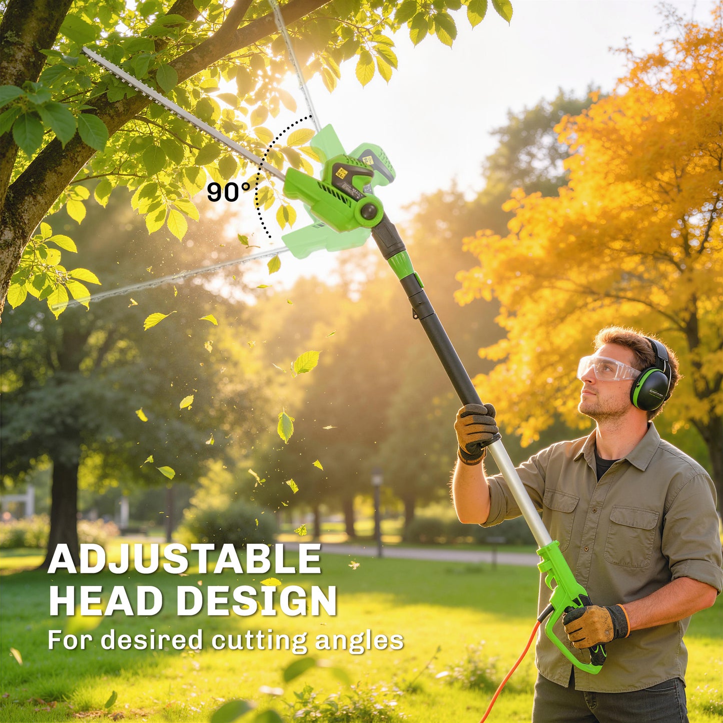 2.6m Corded Extendable Hedge Trimmer with 90° Adjustable Head