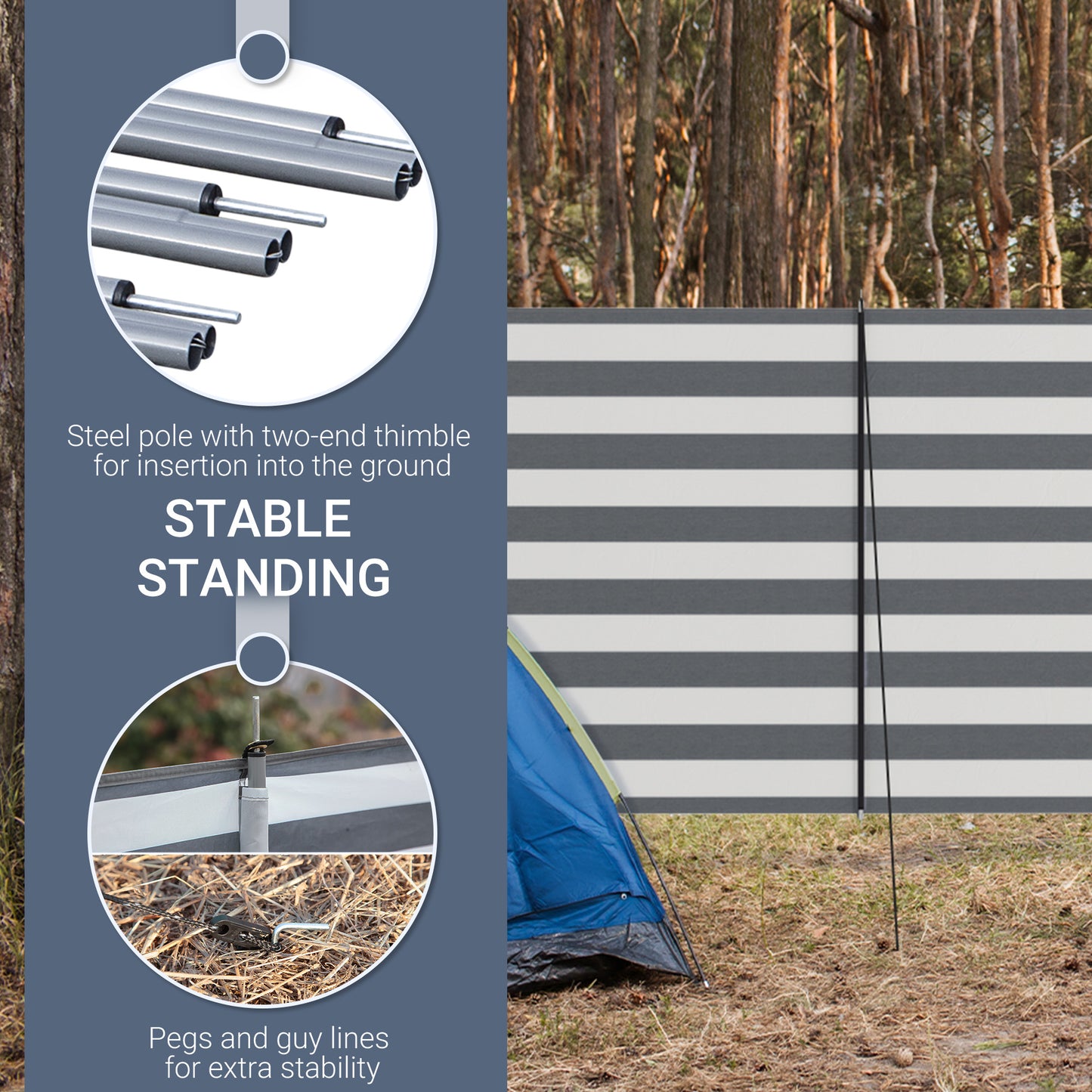 4 Pole Camping Windbreaks, Beach Wind Shield Shelter with Carry Bag