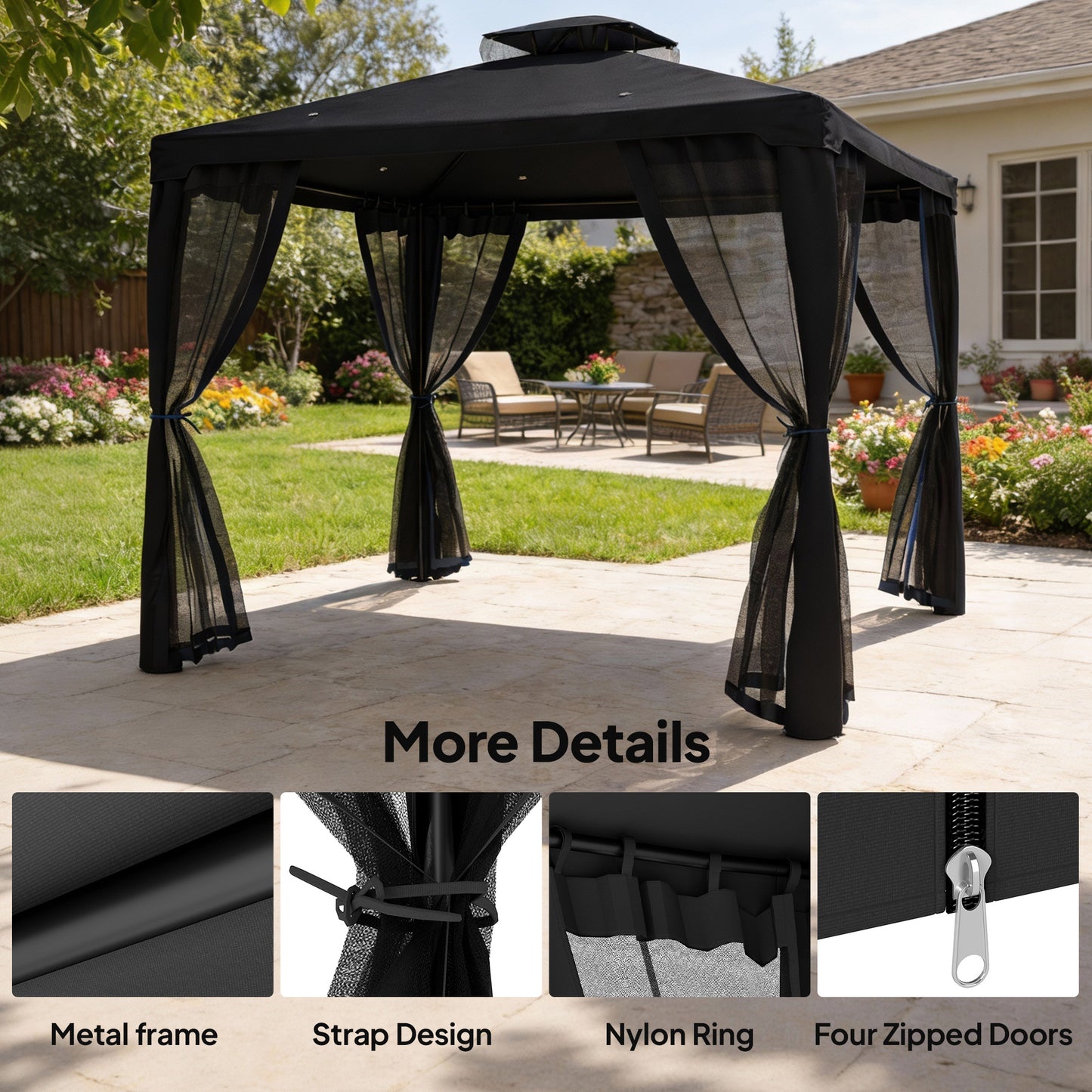 3 x 3 m Metal Gazebo, Garden Pavillion