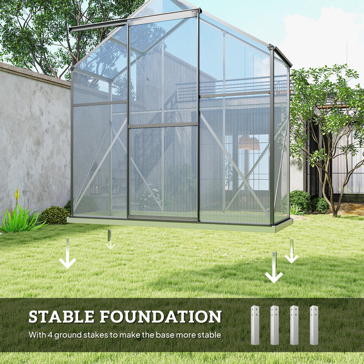6 x 2.5ft Polycarbonate Greenhouse Walk-In Green House